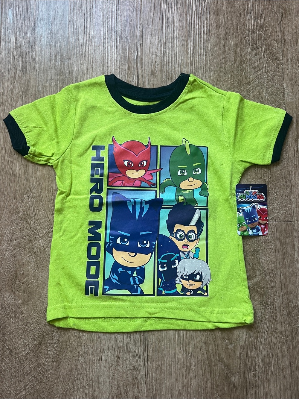 NWT Disney PJ Masks Toddler 'Hero Mode' Lime Green Short Sleeve T-shirt Size 4T